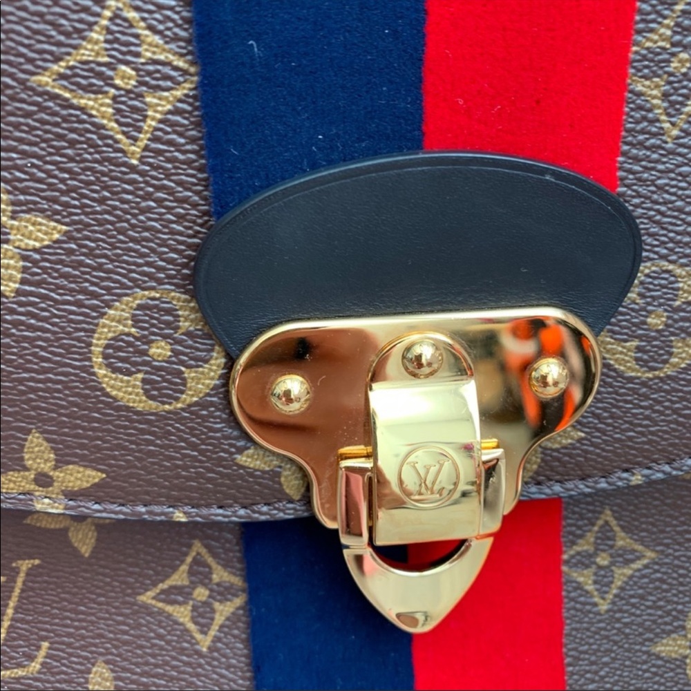 Louis Vuitton Monogram Tote with Red and Blue Stripe - Picture 5 of 16